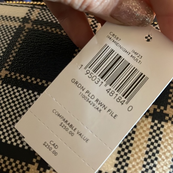 BEAUTIFUL 🤩 - Midnight, Gold, Tan & Cream Aid Coach Rowan File Crossbody Purse - Picture 9 of 9